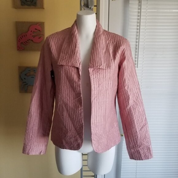 NWT Lenie Chico's Blushing Pink Silk Jacket 1/M/8 - Picture 1 of 3